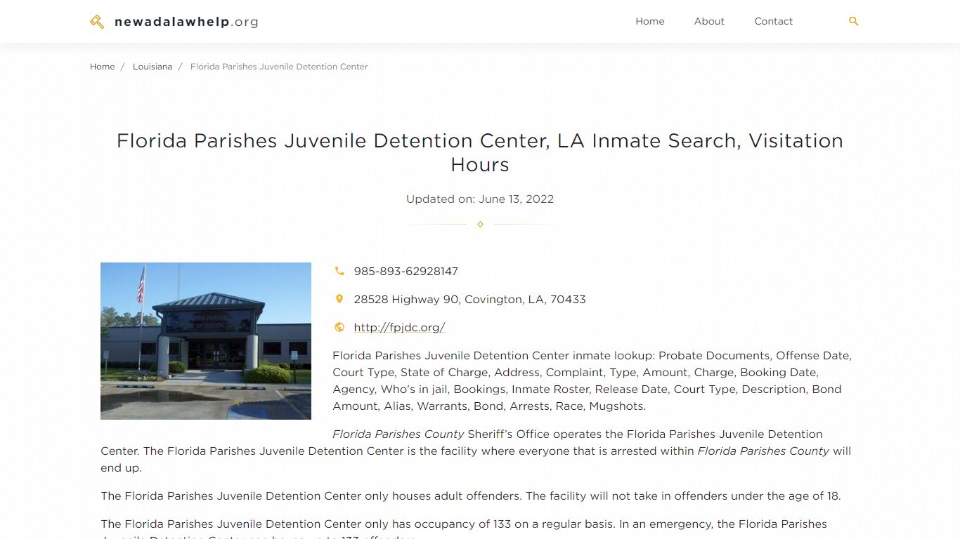 Florida Parishes Juvenile Detention Center, LA Inmate ...
