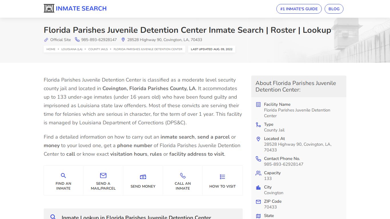 Florida Parishes Juvenile Detention Center Inmate Search ...